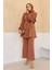 Kolları Piliseli Pantolon Tunik Takım - Camel 4
