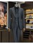 Italyan Stil Slim Fit Ceket Yelek Pantolon Takım Elbise Siyah T9957 3