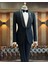 İtalyan kesim slim fit şal yaka ceket pantolon damatlık set siyah T11898 1