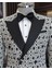 Italyan Stil Slim Fit Desenli Kruvaze Ceket Pantolon Damatlık Set Siyah T11571 2