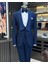 Italyan Stil Slim Fit Şal Yaka Ceket Yelek Pantolon Damatlık Set Lacivert T11618 4