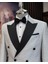 Italyan Stil Slim Fit Simli Kruvaze Ceket Pantolon Damatlık Set Gri T11569 4