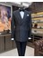 Italyan Stil Slim Fit Simli Kruvaze Ceket Pantolon Damatlık Set Siyah T11568 1