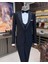 Italyan Stil Slim Fit Ceket Yelek Pantolon Damatlık Set Siyah T11632 1