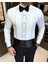 Italyan Stil Slim Fit Ata Yaka Pliseli Erkek Gömlek Beyaz T11603 1
