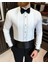 Italyan Stil Slim Fit Ata Yaka Pliseli Erkek Gömlek Beyaz T11603 4