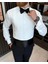 Italyan Stil Slim Fit Ata Yaka Duble Manşet Erkek Gömlek Beyaz T11601 3