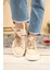 Taş Aksesuarlı Sneakers Krem 2