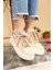 Taş Aksesuarlı Sneakers Krem 4