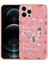 iPhone 13 Pro Max - Uyumlu Desenli Sert Silikon Zore Mumila Kapak-Pink Flower 1