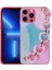 iPhone 12 Pro Max - Uyumlu Simli Desenli El Askılı Tutacaklı Zore Elsa Silikon Kapak-Pembe Koyu 1