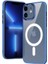 iPhone 12 Pro - Uyumlu Wireless Şarj Özellikli Zore Krom Magsafe Silikon Kapak-Lavendery Gray 4
