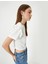 Fırfırlı Tişört Kısa Kollu Bisiklet Yaka Dokulu 1