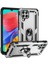Samsung Galaxy M33 Kılıf Sert Silikon Tank Standlı Yüzüklü Mıknatıslı Gümüş 1