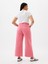 Kadın Pembe High Rise Wide-Leg Crop Jean Pantolon 4