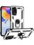Xiaomi Redmi Note 11S Global Kılıf Sert Silikon Tank Standlı Yüzüklü Mıknatıslı Gümüş 1