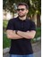 Erkek Siyah Rahat %100 Pamuk Ribana Kol Polo Yaka T-Shirt 24Eplypope 4