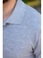 Erkek Gri Melanj Rahat %100 Pamuk Ribana Kol Polo Yaka T-Shirt 24Eplypope 4