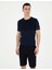 Erkek Lacivert Slim Fit Bisiklet Yaka Triko Tişört 50288117-VR033 1