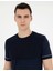 Erkek Lacivert Slim Fit Bisiklet Yaka Triko Tişört 50288117-VR033 2