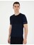 Erkek Lacivert Slim Fit Bisiklet Yaka Triko Tişört 50288117-VR033 3