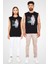Pembe Kürk Tarzlı Kız Fashion Siyah Unisex Kolsuz Kesik Kol T-Shirt 2