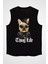 Thug Life Buldog Siyah Unisex Kolsuz Tişört Kesik Kol T-Shirt 2