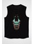 Firavun Sfenks Kedi Siyah Unisex Kolsuz Kesik Kol T-Shirt 1