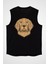 Golden Retriever Siyah Unisex Kolsuz Kesik Kol T-Shirt 1