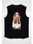 Uçabilirim Base Basset Hound Siyah Unisex Kolsuz Kesik Kol T-Shirt 1