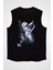 Astronot Siyah Unisex Kolsuz Kesik Kol T-Shirt 1