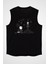 Keşif Yapan Astronot Siyah Unisex Kolsuz Kesik Kol T-Shirt 1