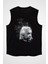 Albert Einstein Kuantum Mekaniği Siyah Unisex Kolsuz Kesik Kol T-Shirt 1