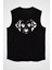 Damalı Dalmaçyalı Siyah Unisex Kolsuz Kesik Kol T-Shirt 1