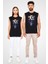 Bovling ve Astronot Siyah Unisex Kolsuz Kesik Kol T-Shirt 2