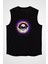 Kara Delikten Bakan Astronot Siyah Unisex Kolsuz Kesik Kol T-Shirt 1