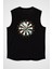 Dart Siyah Unisex Kolsuz Kesik Kol T-Shirt 1