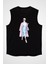 Moda Ikonu Siyah Unisex Kolsuz Kesik Kol T-Shirt 1