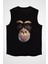 Maymun Siyah Unisex Kolsuz Kesik Kol T-Shirt 1