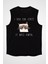 Mutsuz Kedi Siyah Unisex Kolsuz Kesik Kol T-Shirt 1