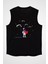 Kalp Tutan Astronot Siyah Unisex Kolsuz Kesik Kol T-Shirt 1