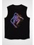 Kaykaycı Astronot Siyah Unisex Kolsuz Kesik Kol T-Shirt 1