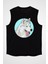 Mavi Gözlü Sibirya Kurdu Husky Haski Siyah Unisex Kolsuz Kesik Kol T-Shirt 1