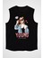 Sevimli Genç ve Vahşi Trend Siyah Unisex Kolsuz Tişört Kesik Kol T-Shirt 2