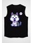 Yavru Şirin Sibirya Kurdu Husky Haski Siyah Unisex Kolsuz Tişört Kesik Kol T-Shirt 2