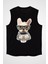Kahve Tiryakisi Bulldog Siyah Unisex Kolsuz Kesik Kol T-Shirt 1