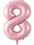 8 Açık Pembe Renk Rakam Folyo Balon 80 cm 1