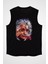 Albert Einstein Çizim Siyah Unisex Kolsuz Tişört Kesik Kol T-Shirt 2