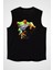 Yeşil Kurbağa Siyah Unisex Kolsuz Tişört Kesik Kol T-Shirt 2