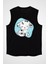 Tatlı Dalmaçyalı Siyah Unisex Kolsuz Tişört Kesik Kol T-Shirt 2